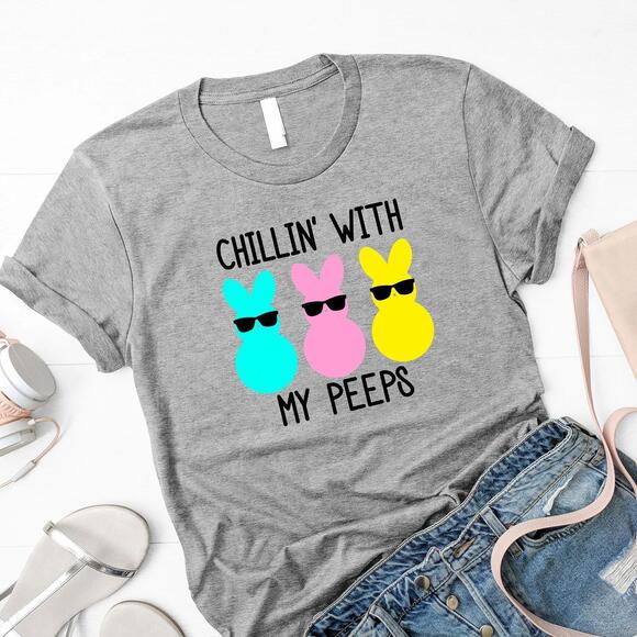 Other - Chillin With My Peeps Shirt, Eater Bunny Shirt, Easter Day Gift, Funny Easter